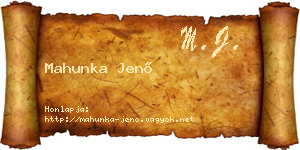 Mahunka Jenő névjegykártya